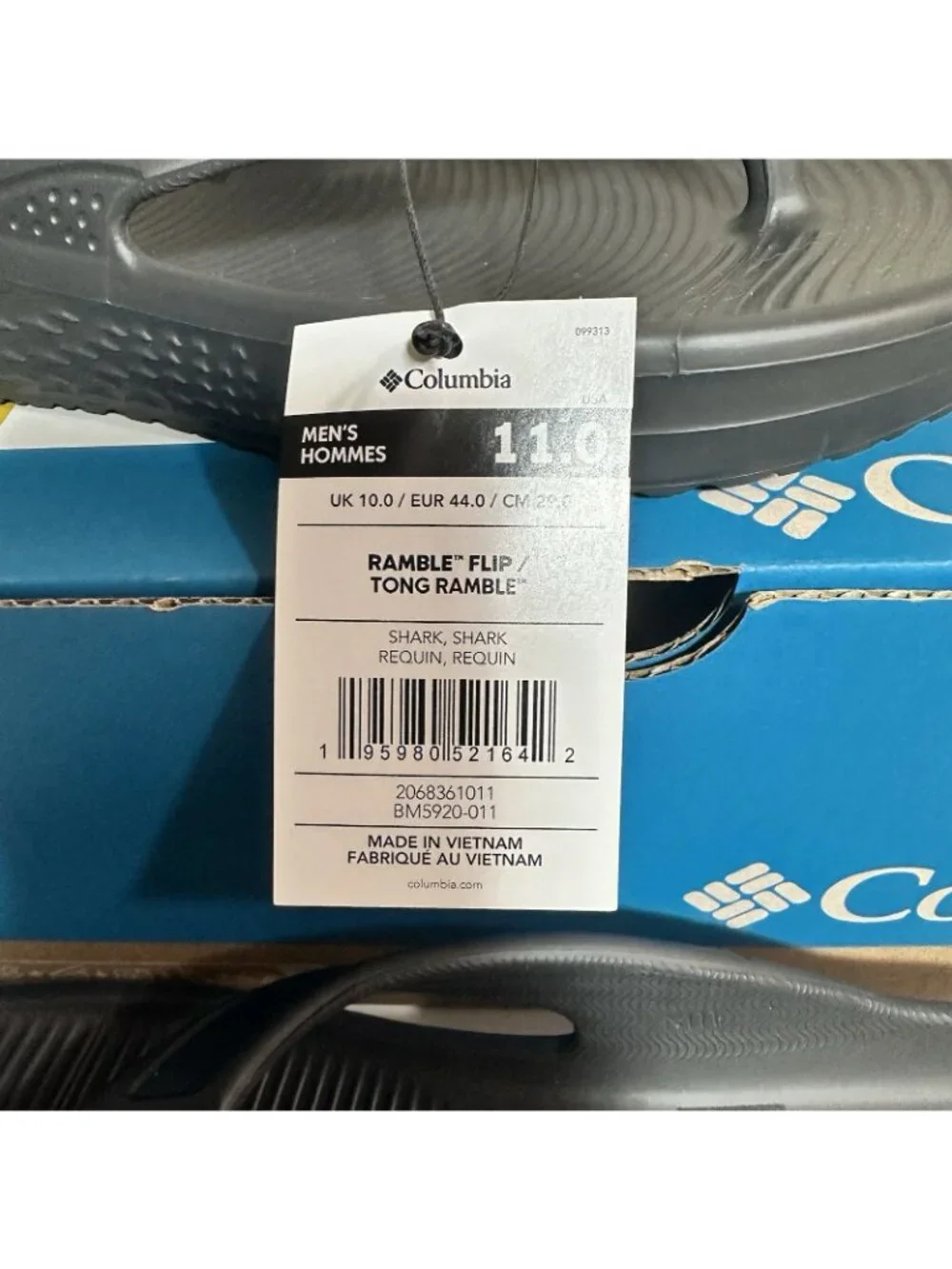 NWT Columbia Flip Flops Mens Size 11 Black Ramble Omni Max Cushioned Rubber